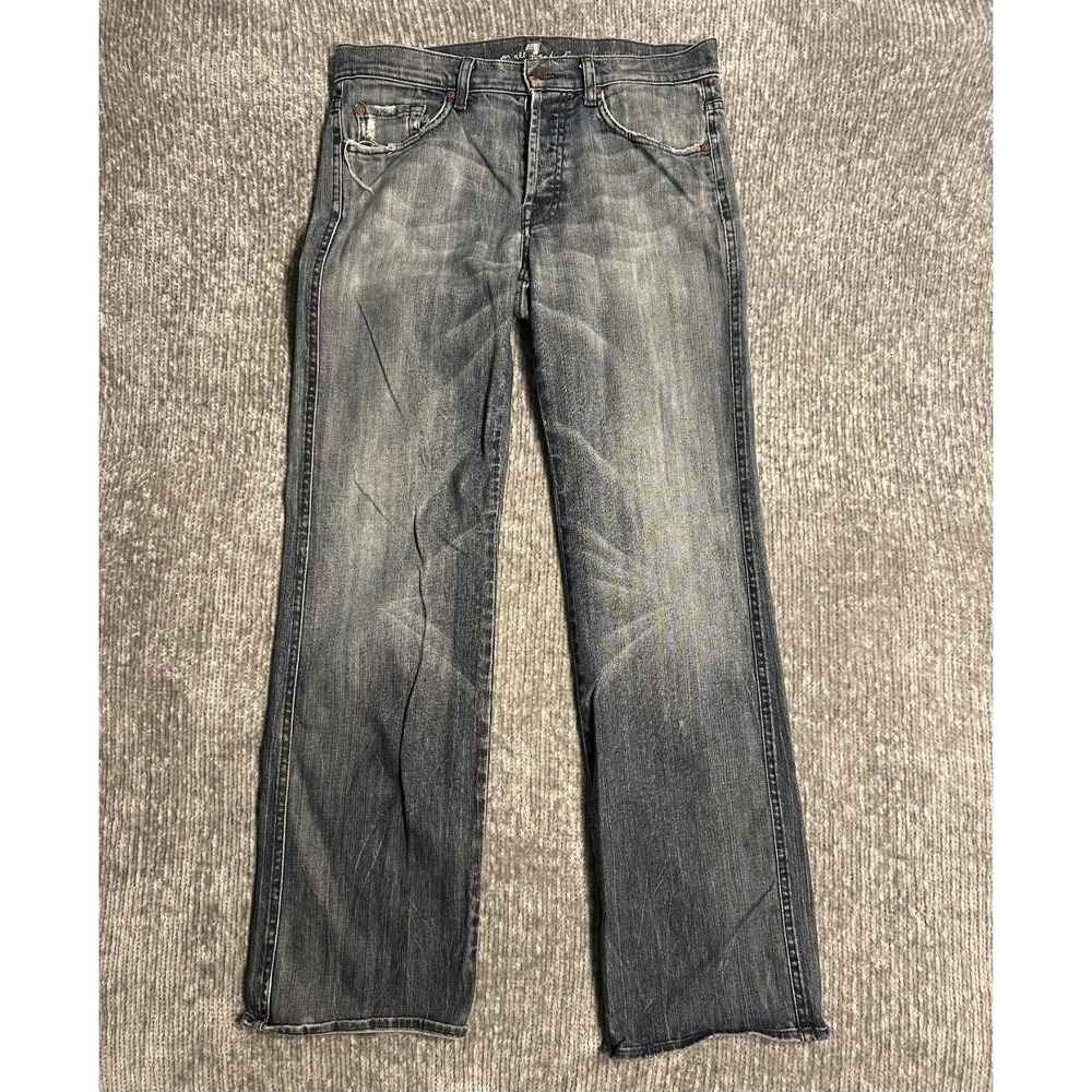 Mens 7 For All Mankind Jeans "A"pkt Bootcut 30x32 Distressed Faded